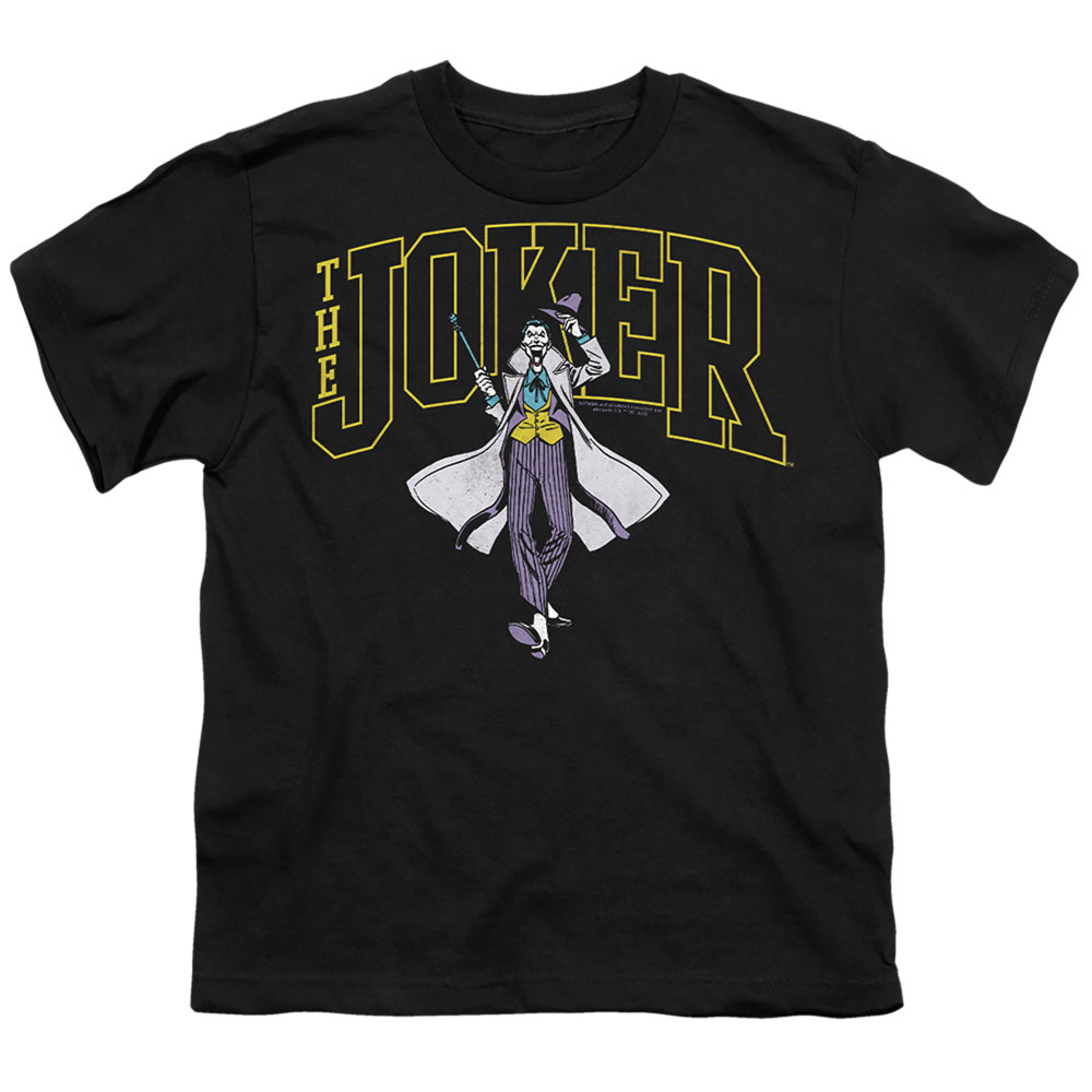 The Batman (2022) Joker Varsity On Black - Youth T-Shirt Youth T-Shirt (Ages 8-12) Batman   
