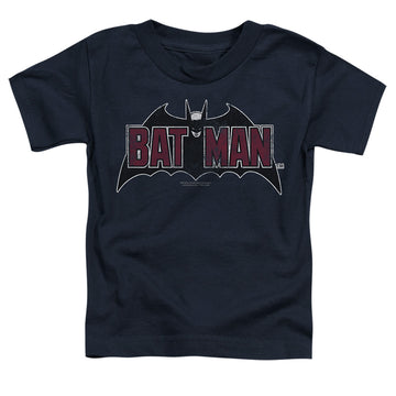 Navy toddler t-shirt with The Batman (2022) Vintage Bat Logo On Navy graphic