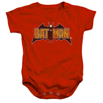 Red baby bodysuit with The Batman (2022) Vintage Bat Logo On Red graphic