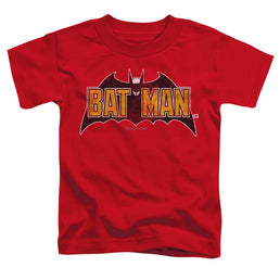 The Batman (2022) Vintage Bat Logo On Red - Toddler T-Shirt Toddler T-Shirt Batman   