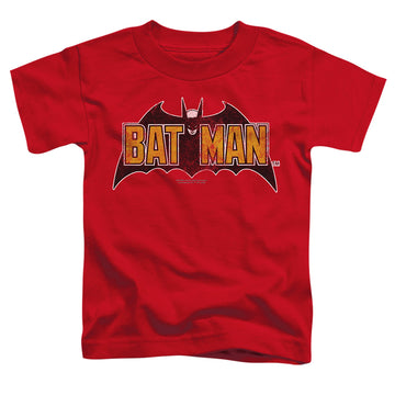 Red toddler t-shirt with The Batman (2022) Vintage Bat Logo On Red graphic
