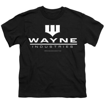 Black youth t-shirt for ages 8 to 12 with The Batman (2022) Wayne Logo On Black graphic