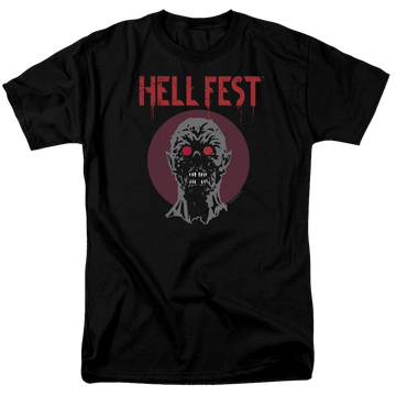 Black men's regular fit t-shirt with Hell Fest Logo graphic