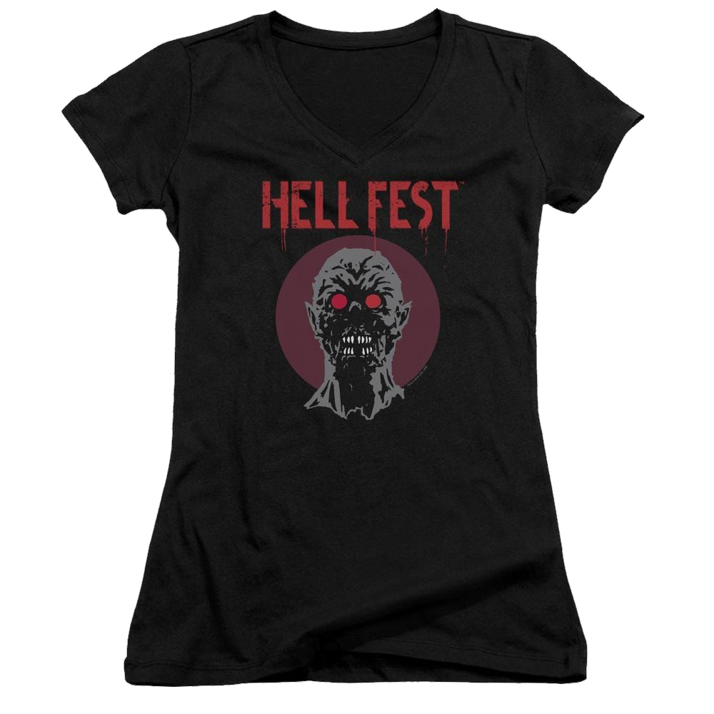 Hell Fest Logo - Juniors V-Neck T-Shirt Juniors V-Neck T-Shirt Hell Fest   