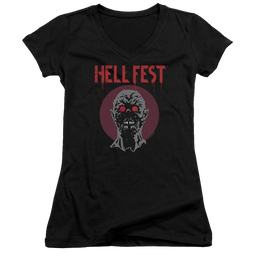Hell Fest Logo - Juniors V-Neck T-Shirt Juniors V-Neck T-Shirt Hell Fest   