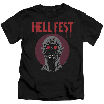 Black kid's t-shirt for ages 4 to 7 with Hell Fest Logo graphic