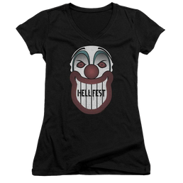 Hell Fest Facade - Juniors V-Neck T-Shirt Juniors V-Neck T-Shirt Hell Fest   