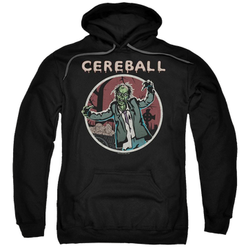 Black pullover hoodie with Hell Fest Cereball graphic