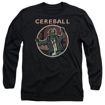 Black men's long sleeve t-shirt with Hell Fest Cereball graphic