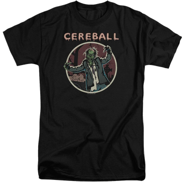 Black men's tall fit t-shirt with Hell Fest Cereball graphic