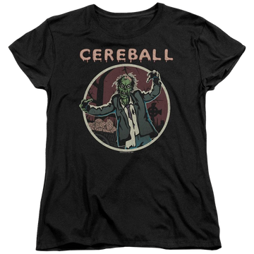 Black women's t-shirt with Hell Fest Cereball graphic