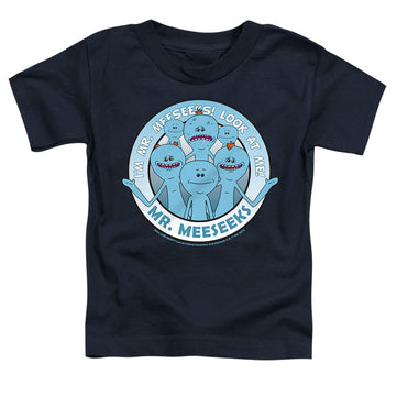Navy toddler t-shirt with Rick and Morty Mr Meeseeks graphic
