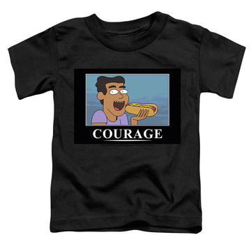 Black toddler t-shirt with Rick and Morty Courage Poster graphic