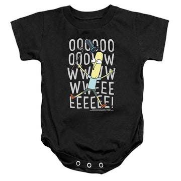 Black baby bodysuit with Rick and Morty Oowweeeee graphic