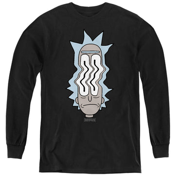 Black youth long sleeve t-shirt with Rick and Morty Rick Waves graphic