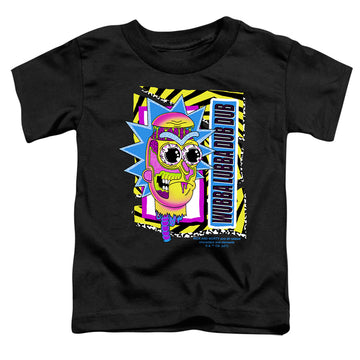 Black toddler t-shirt with Rick and Morty Wubba Lubba Dub Dub graphic