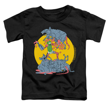 Black toddler t-shirt with Rick and Morty The Adventures Of Pickle Rick graphic