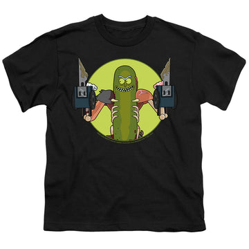Black youth t-shirt for ages 8 to 12 with Rick and Morty I Love Myself graphic