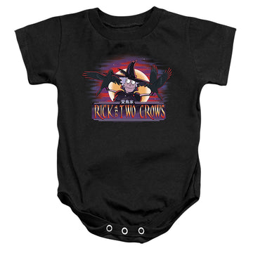 Black baby bodysuit with Rick and Morty Rick And Two Crows graphic