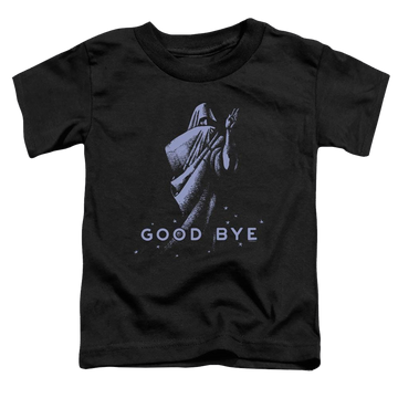 Black toddler t-shirt with Hasbro Ouija Board Good Bye graphic