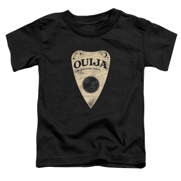 Black toddler t-shirt with Hasbro Ouija Board Planchette graphic
