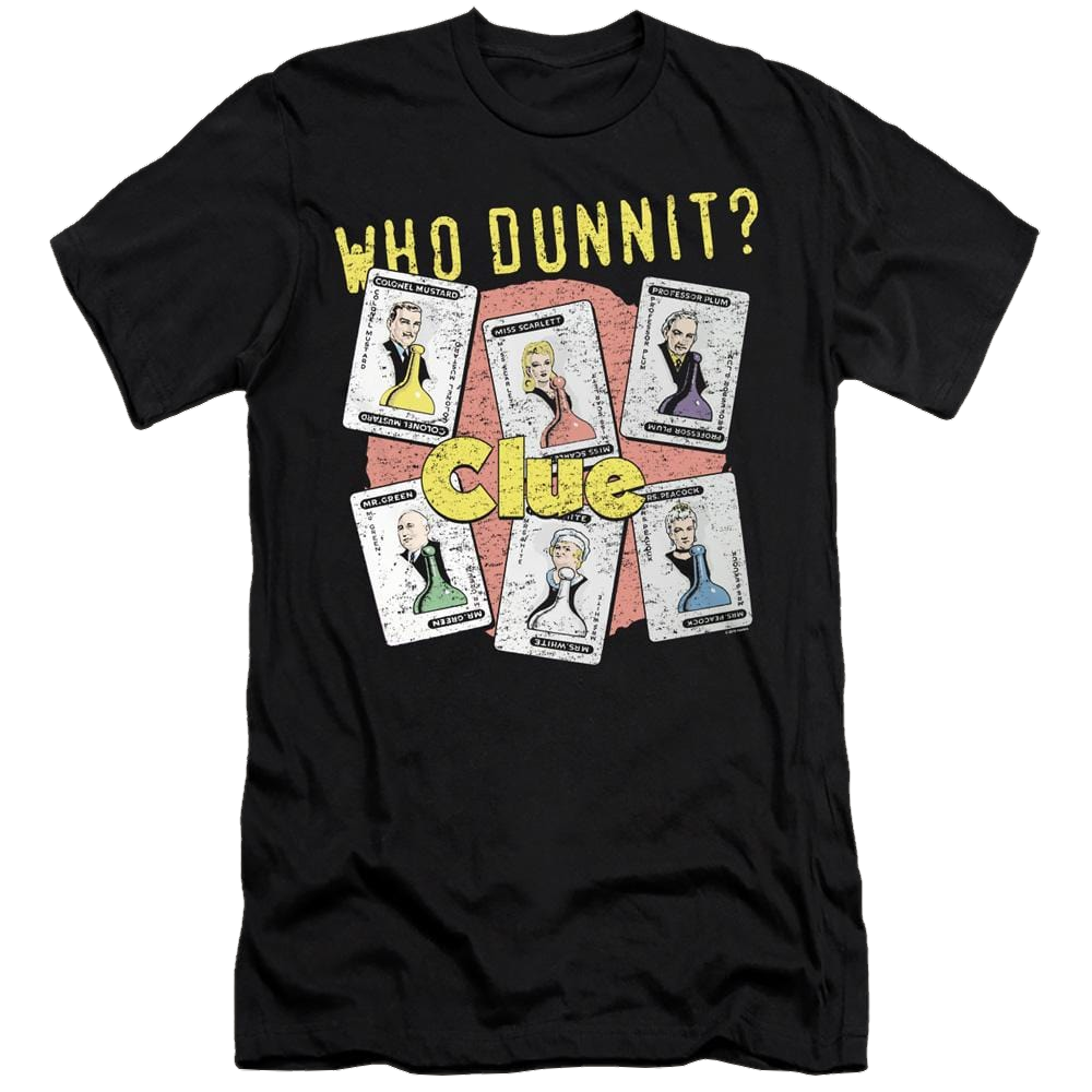 Hasbro Gaming Clue Who Dunnit - Men's Premium Slim Fit T-Shirt Men's Premium Slim Fit T-Shirt Clue   