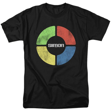 Black men's regular fit t-shirt with Hasbro Gaming Simon Says graphic