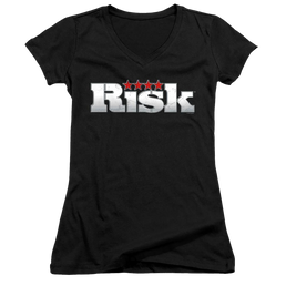 Hasbro Risk Logo - Juniors V-Neck T-Shirt Juniors V-Neck T-Shirt Risk   