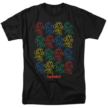 Black men's regular fit t-shirt with Hasbro Twister Retro Fashion Icon graphic