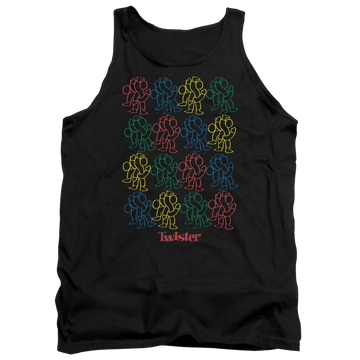 Black men's tank with Hasbro Twister Retro Fashion Icon graphic