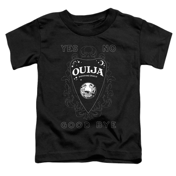 Black toddler t-shirt with Hasbro Ouija Board Planchette graphic