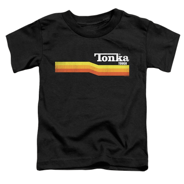 Black toddler t-shirt with Hasbro Tonka Stripe graphic
