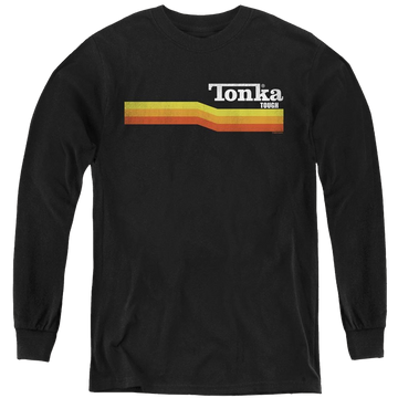Black youth long sleeve t-shirt with Hasbro Tonka Stripe graphic