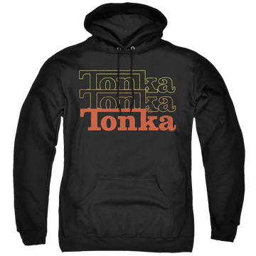 Black pullover hoodie with Hasbro Tonka Tonka Tonka graphic