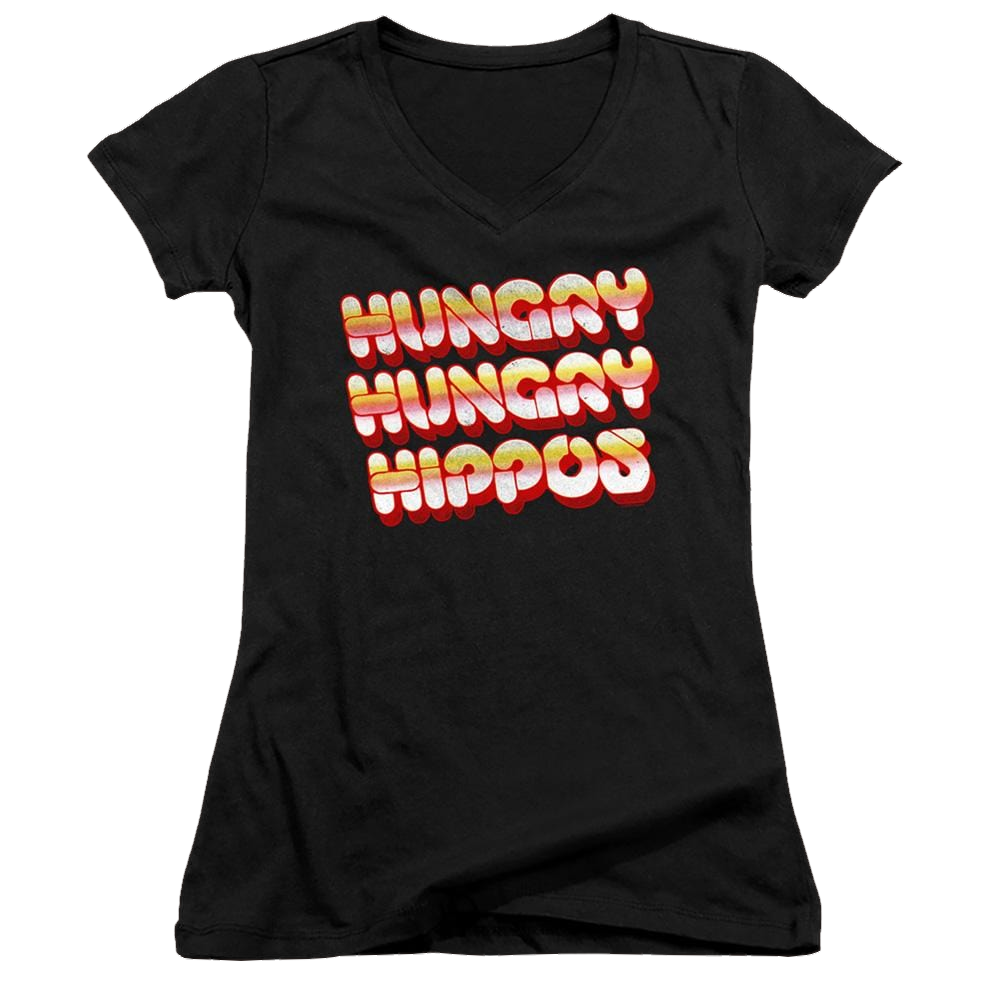 Hungry Hungry Hippos Vintage Logo - Juniors V-Neck T-Shirt Juniors V-Neck T-Shirt Hungry Hungry Hippos   