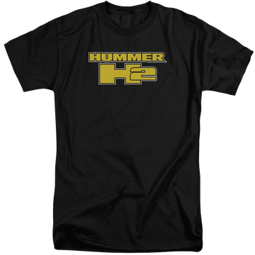 Black men's tall fit t-shirt with Hummer H2 Block Logo graphic