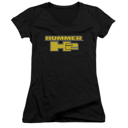 Hummer H2 Block Logo Juniors V-Neck T-Shirt Juniors V-Neck T-Shirt Hummer   