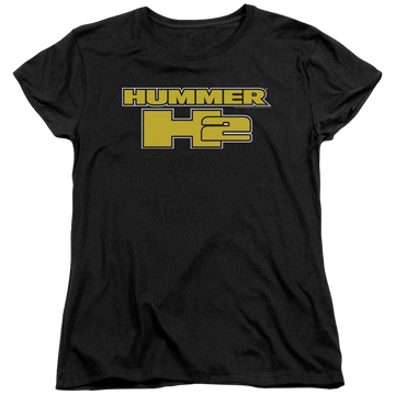 Black women's t-shirt with Hummer H2 Block Logo graphic