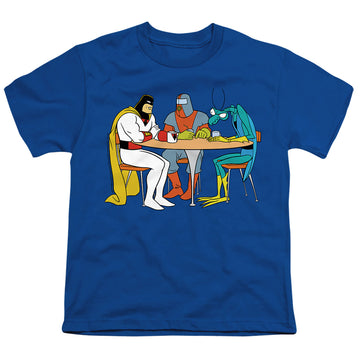 Royal youth t-shirt for ages 8 to 12 with Rick and Morty Space Ghost Coast To Coast Brak & Zorak graphic