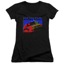 Honda Civic Bold - Juniors V-Neck T-Shirt Juniors V-Neck T-Shirt Honda   