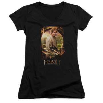Hobbit Movie Trilogy, The Bilbo Poster - Juniors V-Neck T-Shirt Juniors V-Neck T-Shirt The Hobbit   