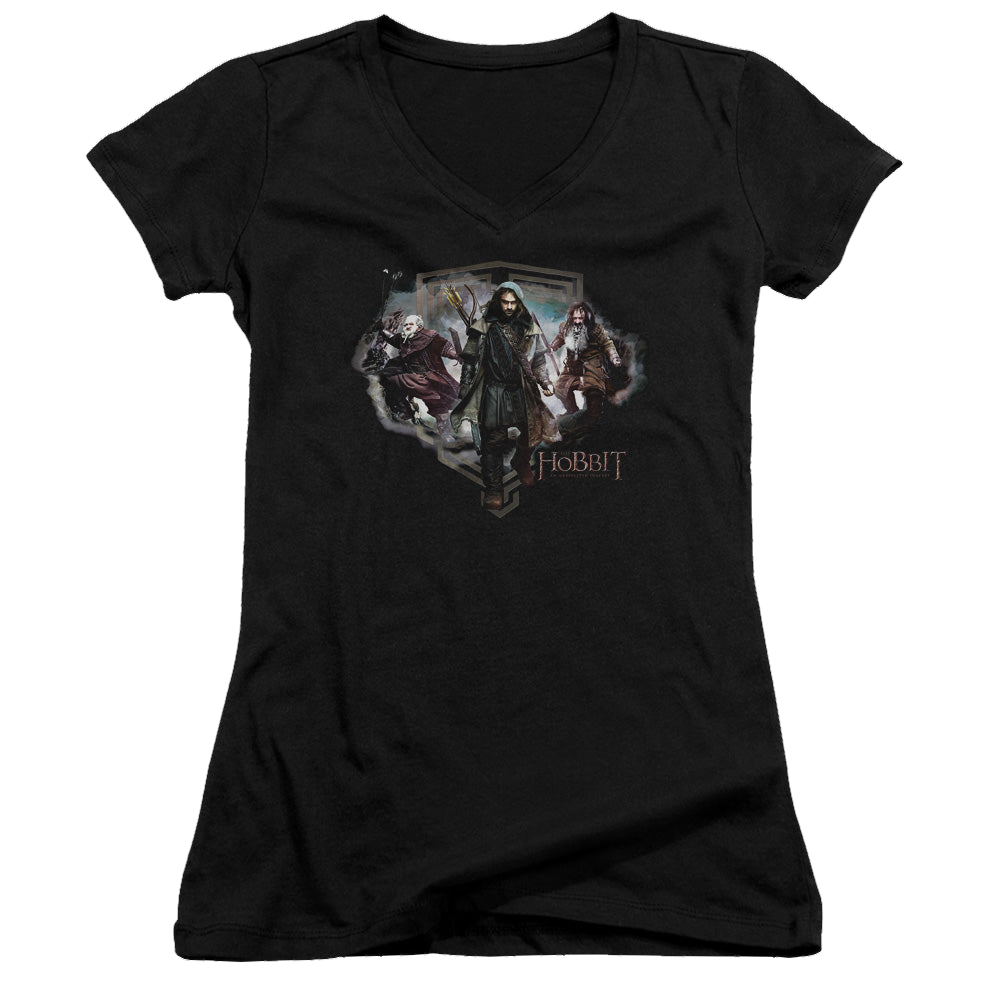 Hobbit Movie Trilogy, The Three Dwarves - Juniors V-Neck T-Shirt Juniors V-Neck T-Shirt The Hobbit   