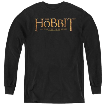 Black youth long sleeve t-shirt with The Hobbit Logo graphic