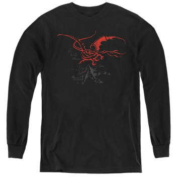 Black youth long sleeve t-shirt with The Hobbit Smaug graphic