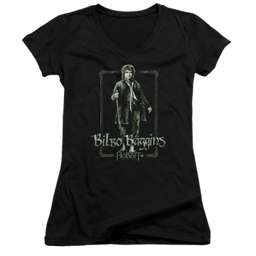 Hobbit Movie Trilogy, The Bilbo Stare - Juniors V-Neck T-Shirt Juniors V-Neck T-Shirt The Hobbit   