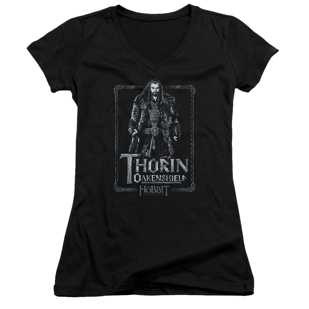 Hobbit Movie Trilogy, The Thorin Stare - Juniors V-Neck T-Shirt Juniors V-Neck T-Shirt The Hobbit   