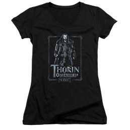 Hobbit Movie Trilogy, The Thorin Stare - Juniors V-Neck T-Shirt Juniors V-Neck T-Shirt The Hobbit   