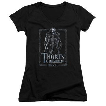 Hobbit Movie Trilogy, The Thorin Stare - Juniors V-Neck T-Shirt Juniors V-Neck T-Shirt The Hobbit   
