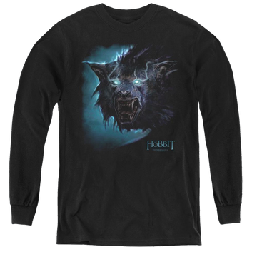 Black youth long sleeve t-shirt with The Hobbit Warg graphic