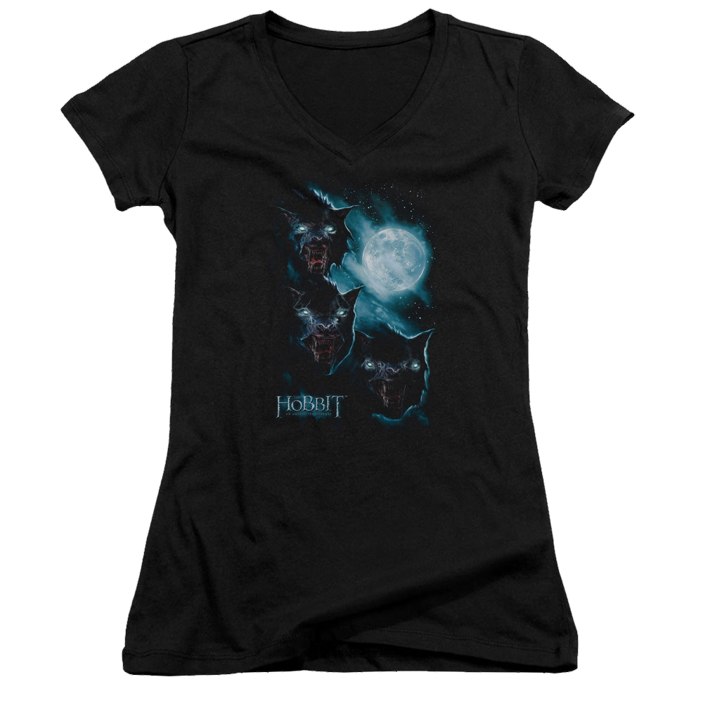 Hobbit Movie Trilogy, The Three Warg Moon - Juniors V-Neck T-Shirt Juniors V-Neck T-Shirt The Hobbit   